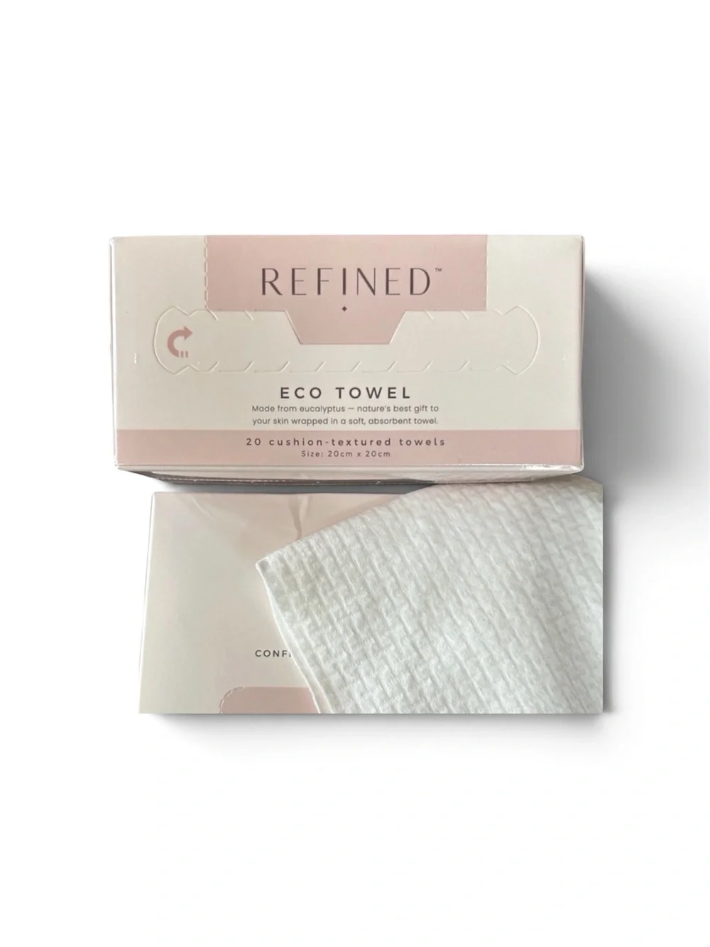 Refined Eco Towel Made from Eucalyptus Cushion Textured 20 Towelettes NEW PC